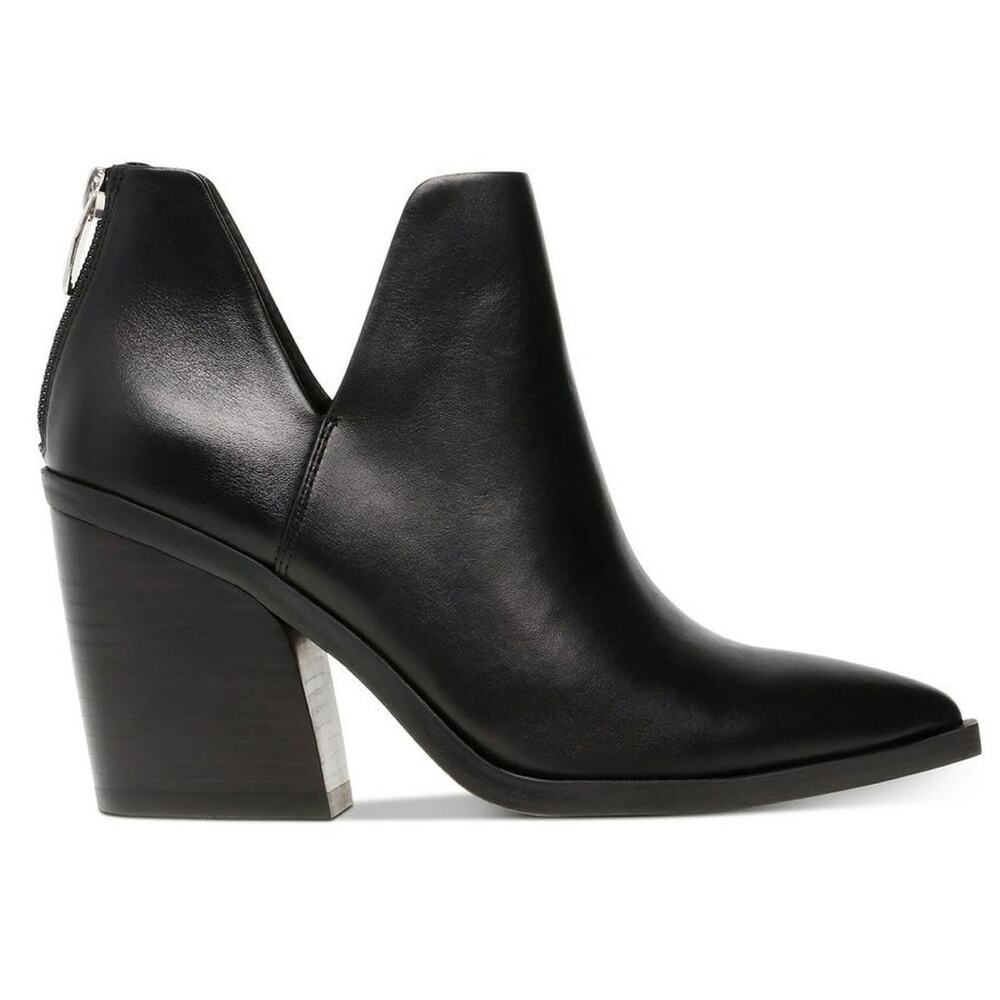 Steve Madden Black Alyseialy Black Fashion Boots Womens Size 7M Leather Pull On